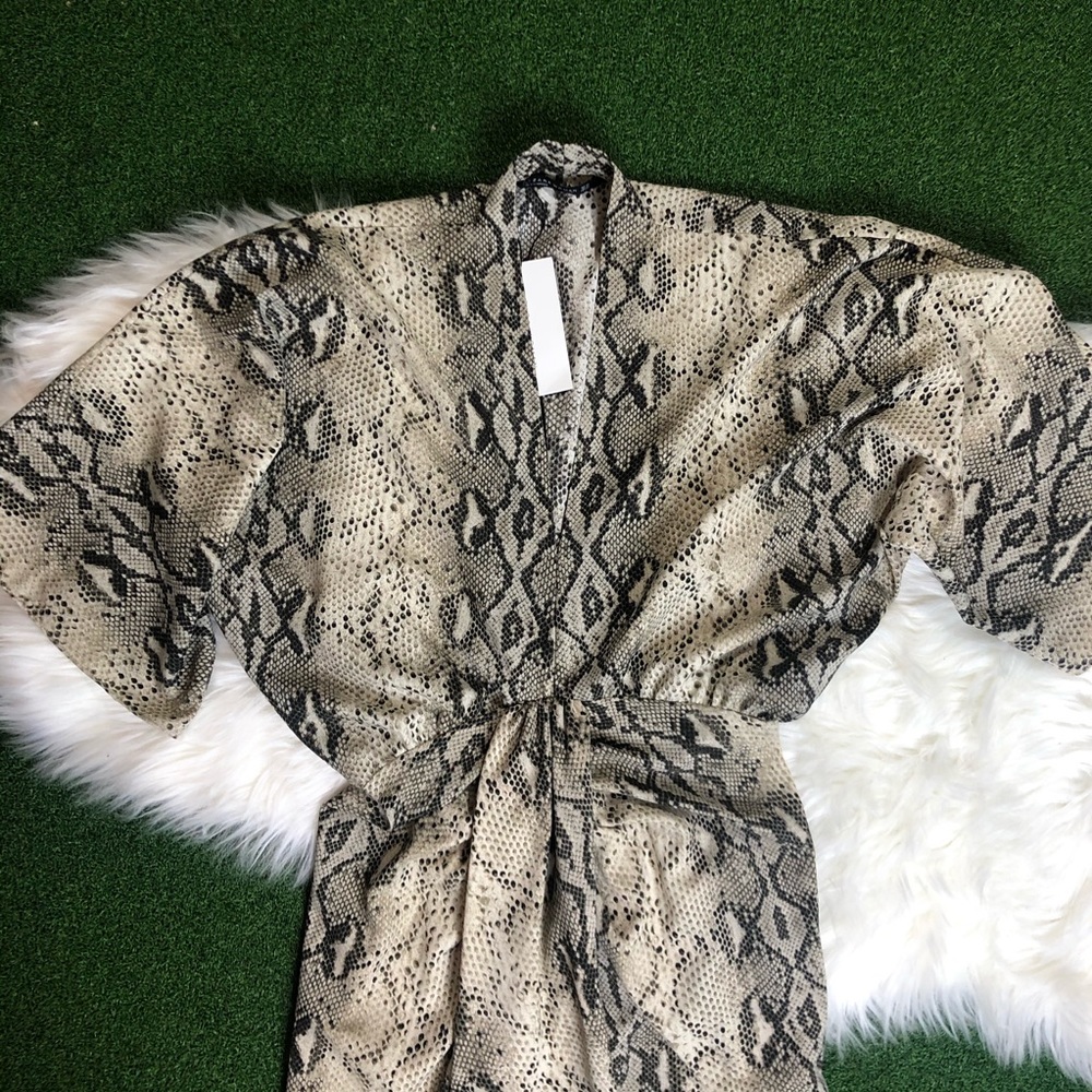 NWT ZARA Snake Skin Print Midi V Neck Dress - Picture 4 of 8
